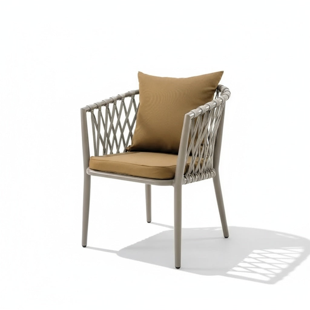 Casa Fiora Modern Aluminum WPC Outdoor Dining Set with Cushioned Chairs – 6 Seater