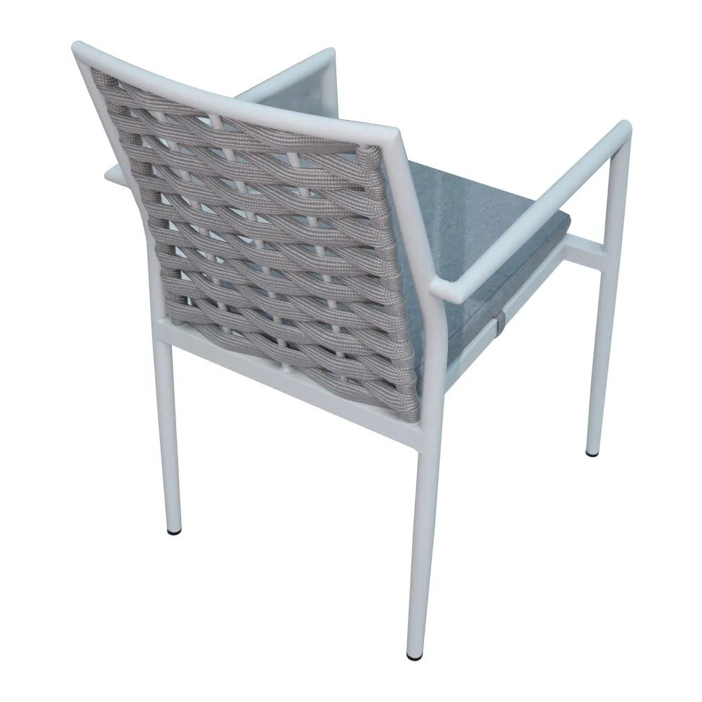 CasaFiora Modern Rope-Weave Aluminum Dining Chair