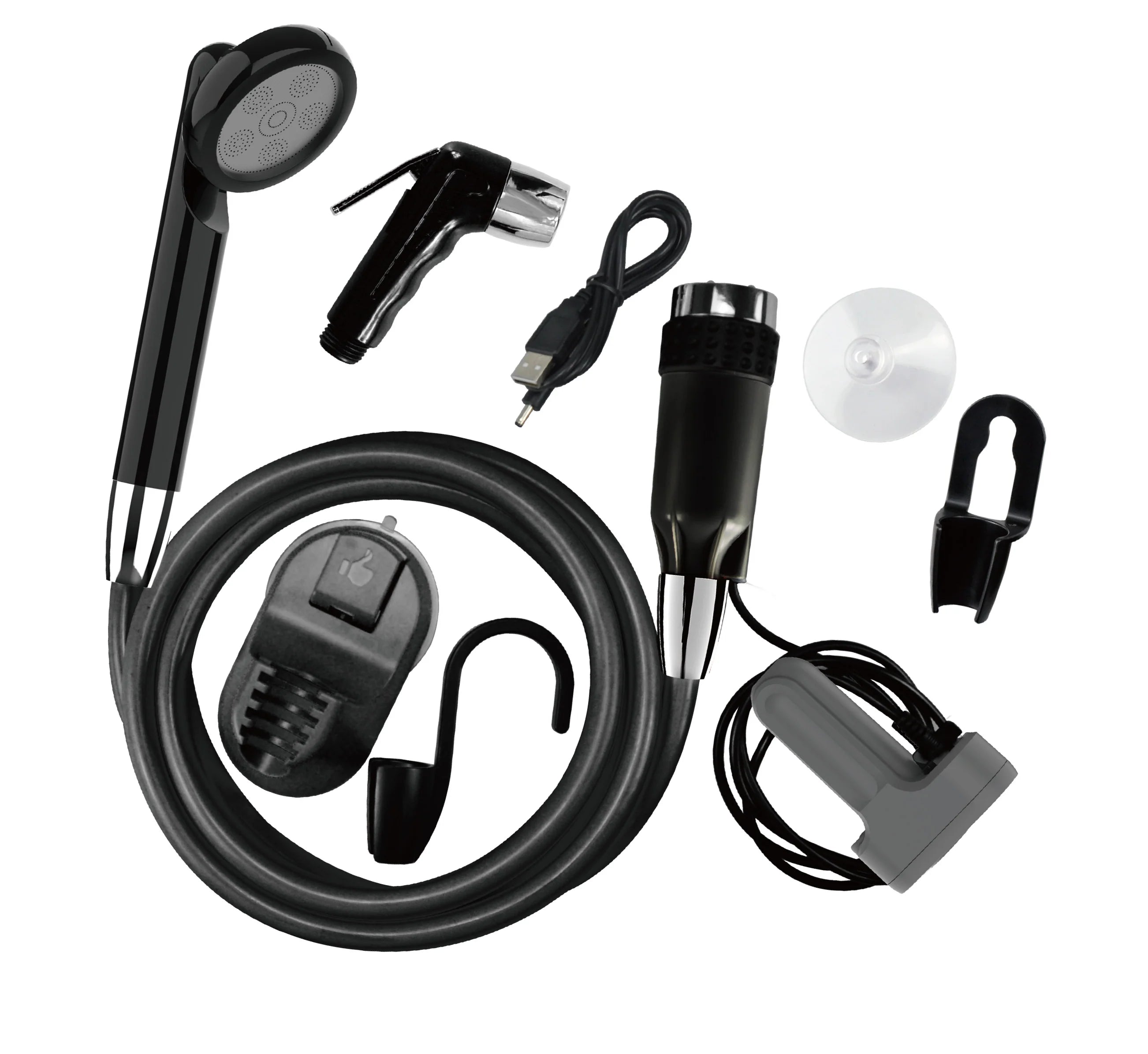 Portable Shattaf Electric Bidet Camping Shower Sprayer Pump Kits With Bucket Hand Holder Sets