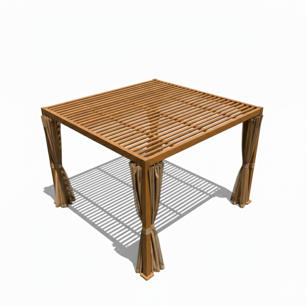 Casa Fiora Modern Aluminum Frame Louver Pergola Tent 3x4M with Manual Opening Roof – Wood Color