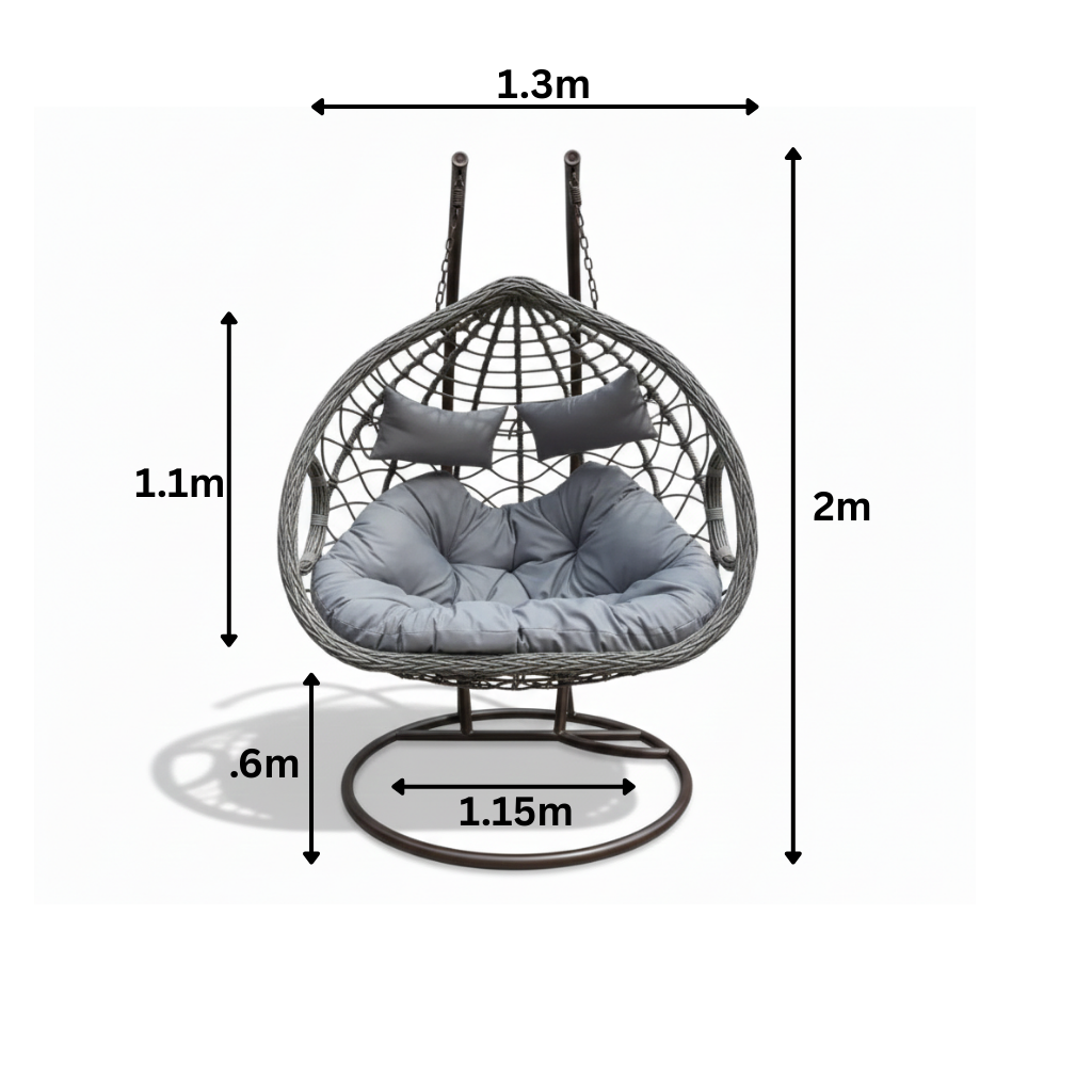 CasaFiora Modern Duo Swing for Patio & Garden-Grey