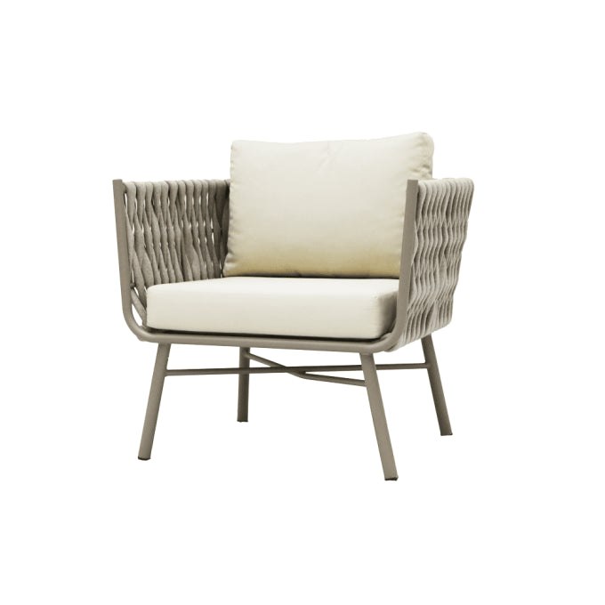 CasaFiora Single Seater Sofa – Woven Rope Design with Durable Aluminum Frame