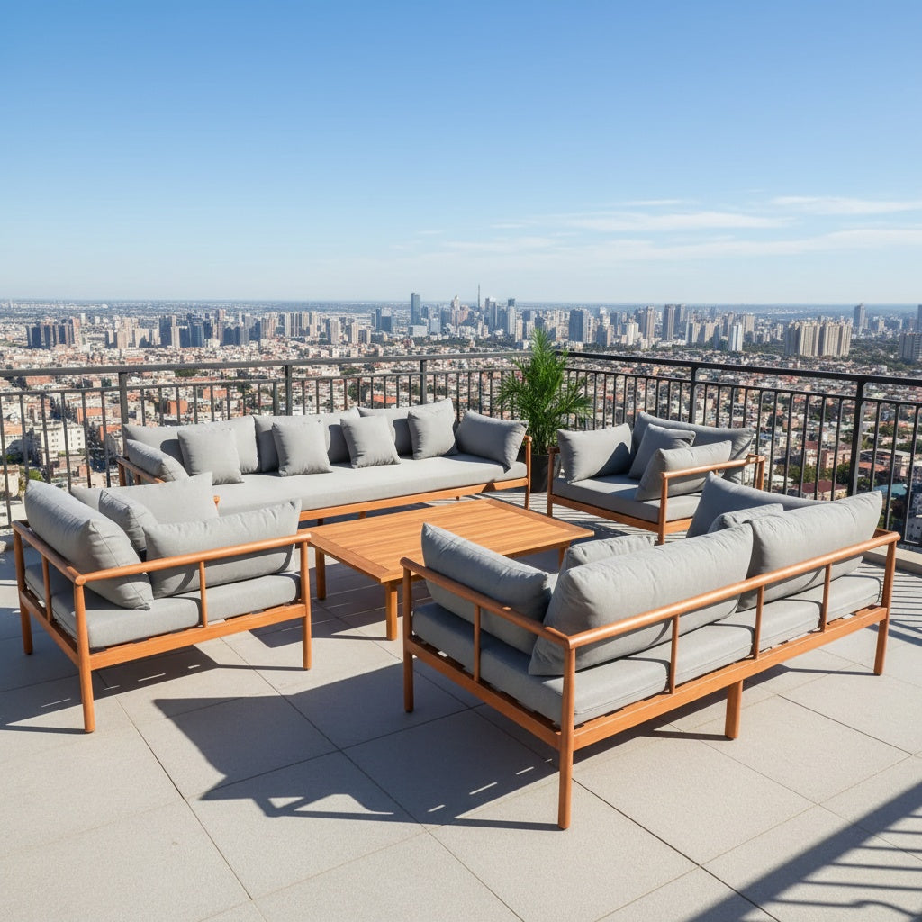 Casa Fiora Premium Outdoor Lounge Set – 7-Seater Aluminum Patio Furniture with Cushions