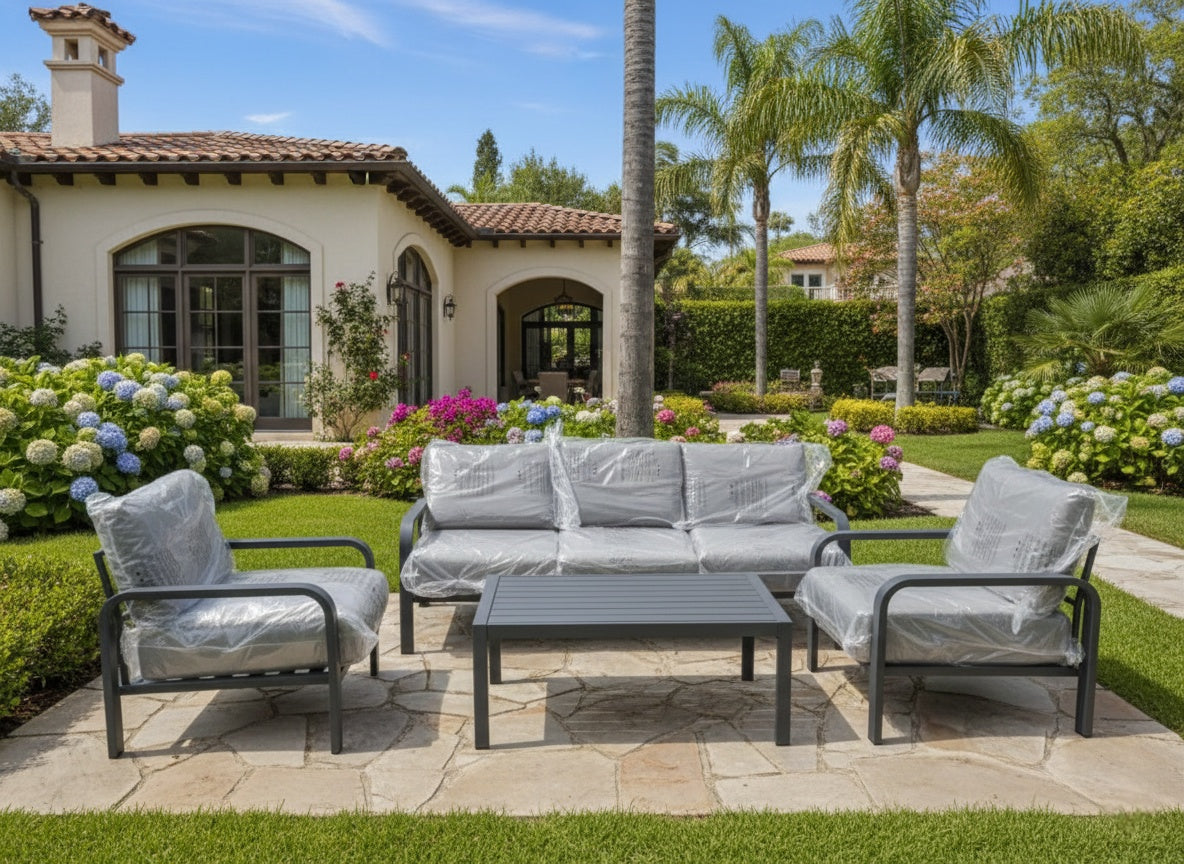 Casa Fiora Premium Outdoor Seating Set | Modern aluminum Frame Sofa & Armchairs