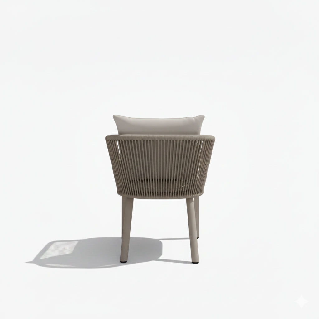 CasaFiora Stylish Patio Dining Chair with Aluminum Frame & Rope Weave – Grey