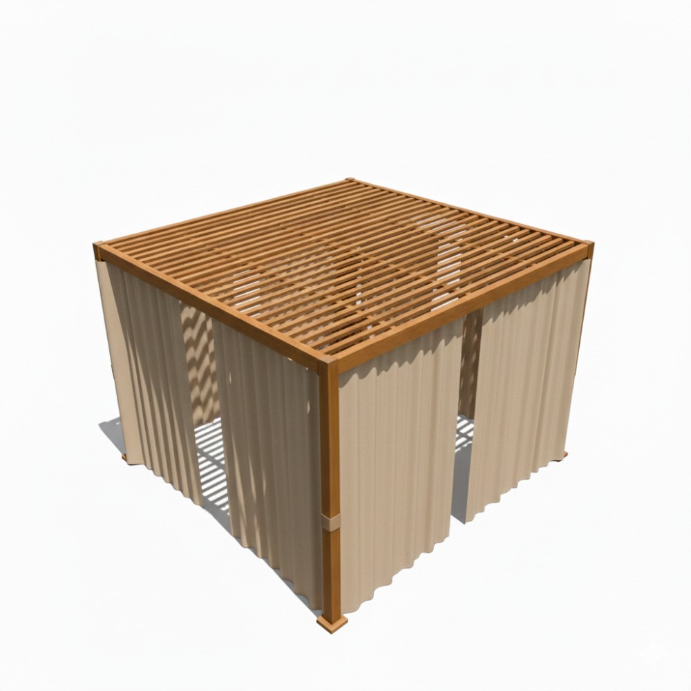 Casa Fiora Modern Aluminum Frame Louver Pergola Tent 3x4M with Manual Opening Roof – Wood Color
