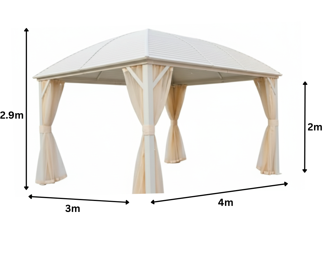 Doom Shape Aluminum Gazebo (3x4m) -White