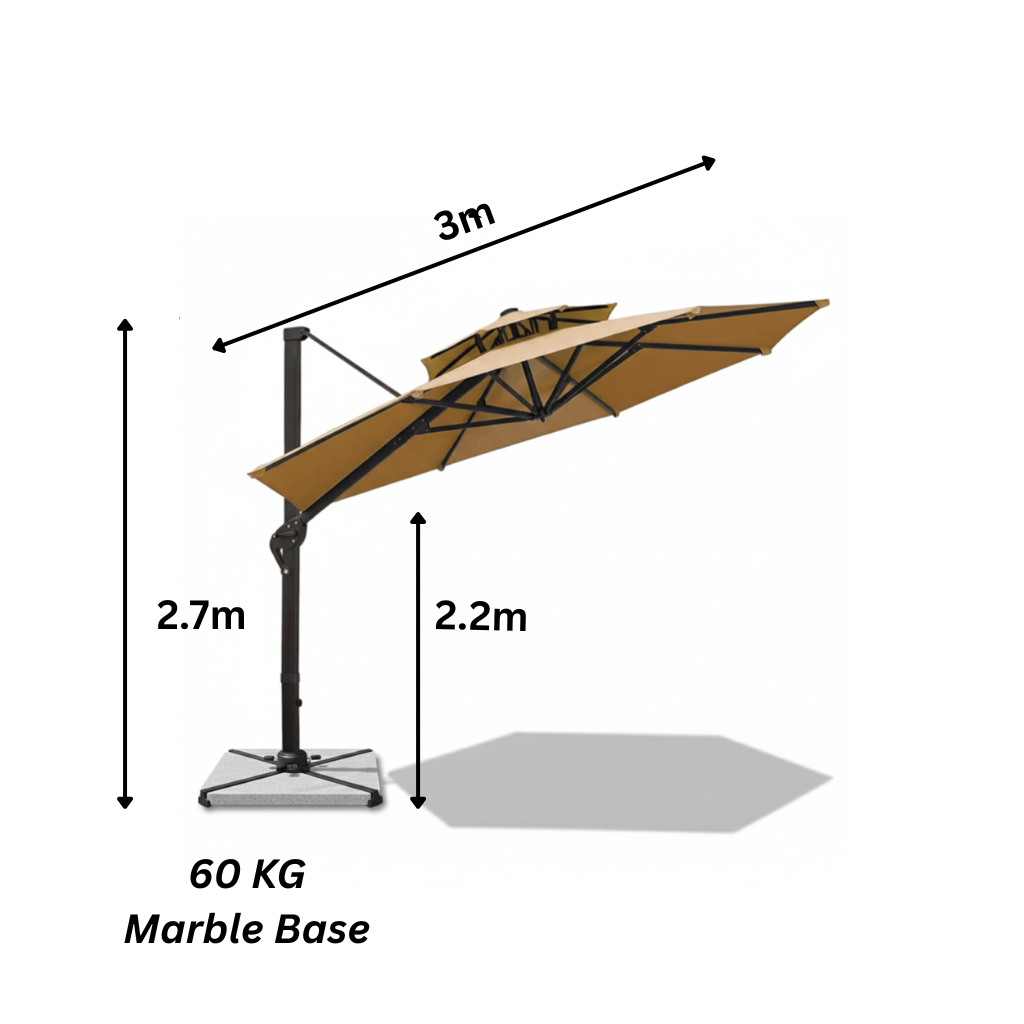 CasaFiora 3m Round Cantilever Patio Umbrella