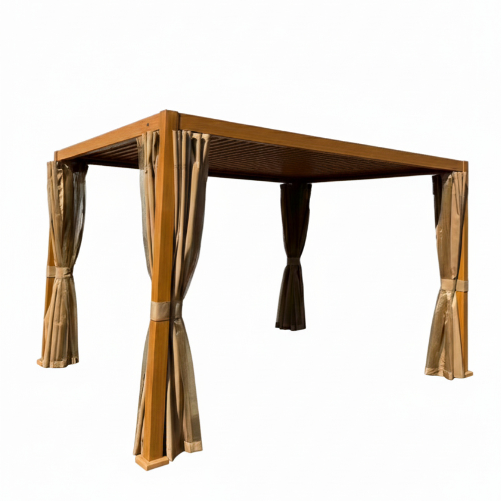 Casa Fiora Modern Aluminum Frame Louver Pergola Tent 3x4M with Manual Opening Roof – Wood Color