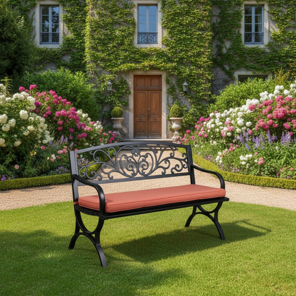 Casa Fiora Black Steel Bench