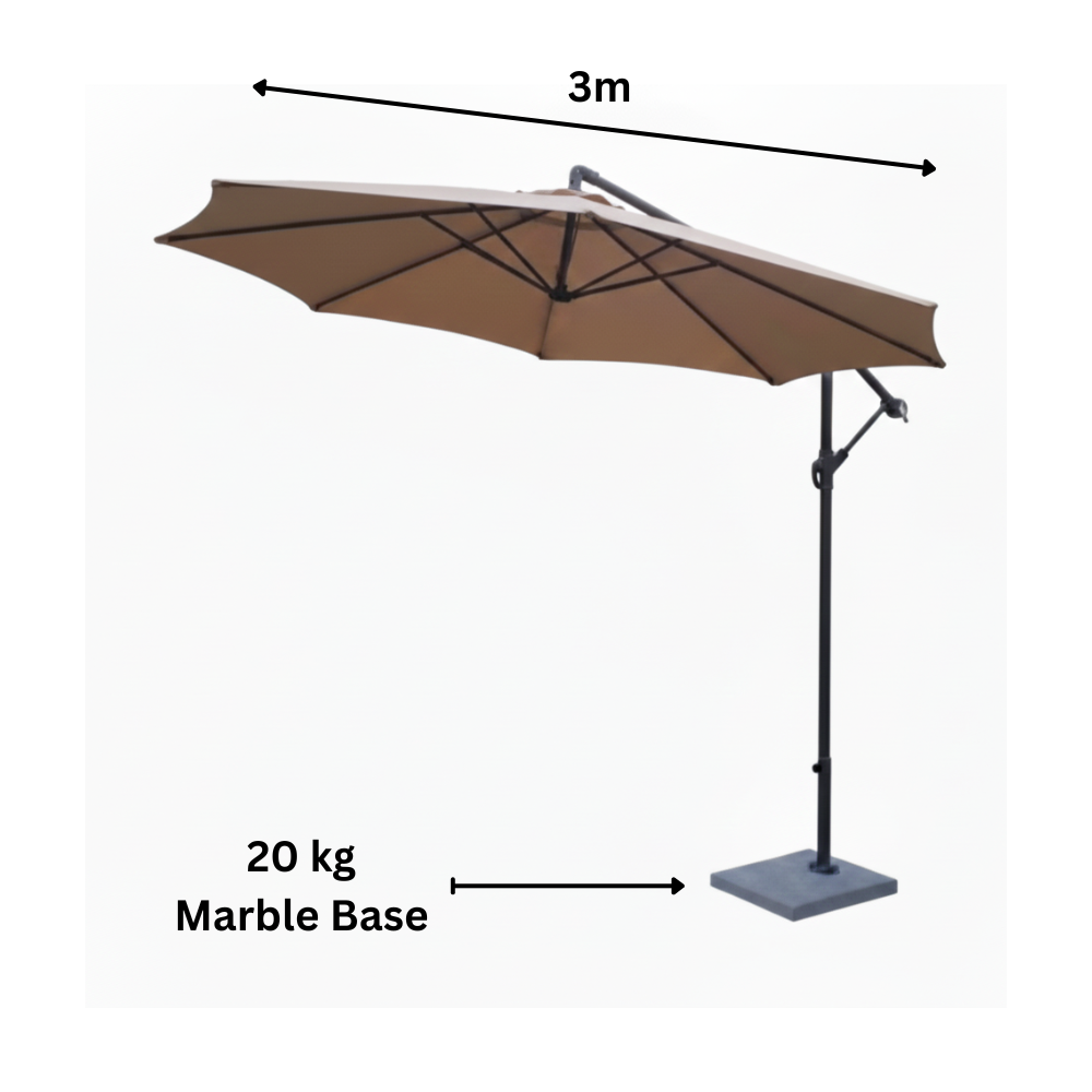 CasaFiora 3m Premium Round Cantilever Shade Umbrella