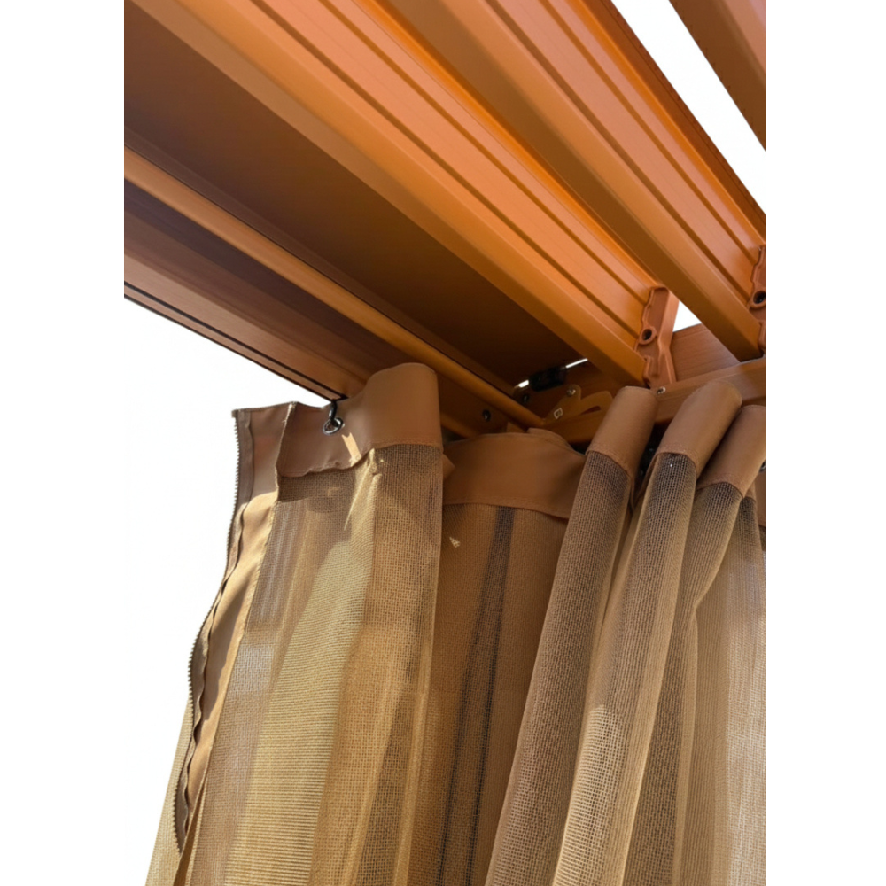 Casa Fiora Modern Aluminum Frame Louver Pergola Tent 3x4M with Manual Opening Roof – Wood Color