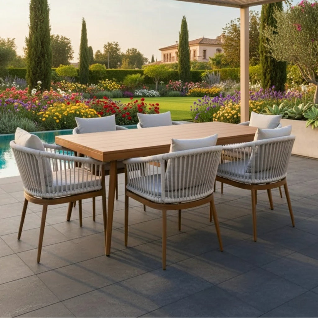 Casa Fiora Premium Outdoor Dining Set – 6-Seater Elegance & Comfort
