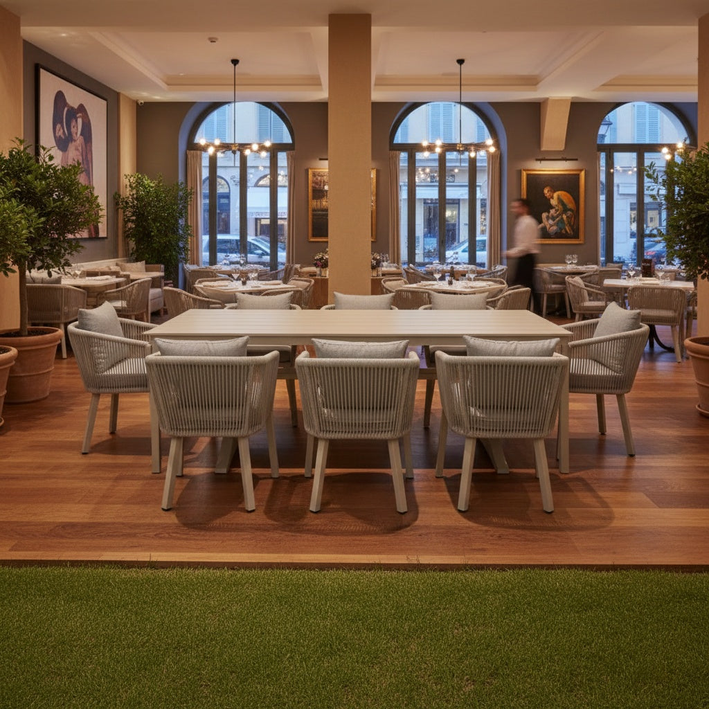 Casa Fiora Modern 8-Person Aluminum Patio Dining Set with Comfort Cushions