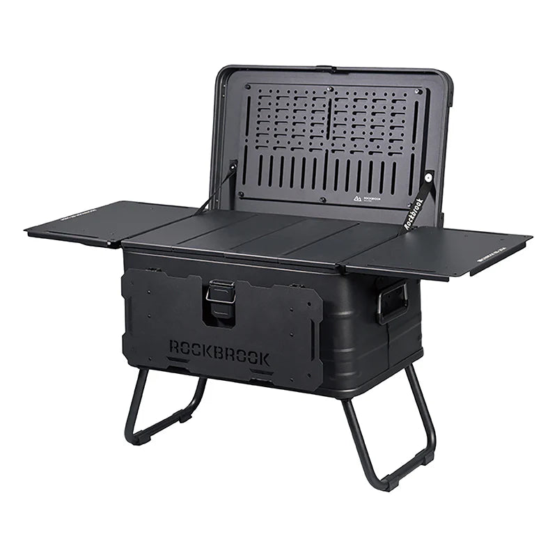 Casa Fiora Portable Foldable Camping Table Multi Storage Box 50L with Stand Black