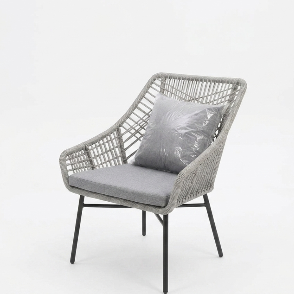 Casa Fiora Rope Balcony  Set – 2 Outdoor Lounge Chairs with Side Table