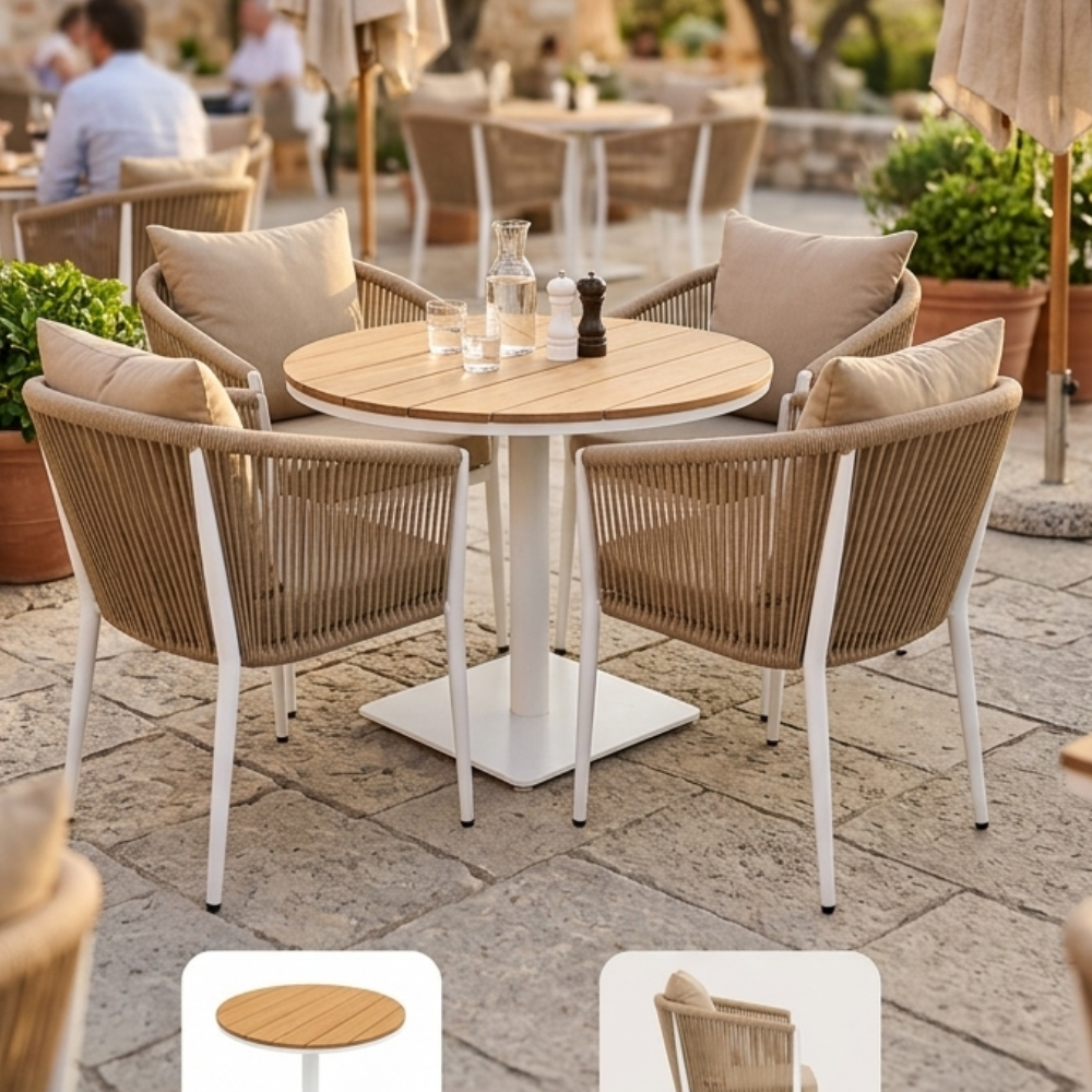 Casa Fiora 4-Seater Aluminum Outdoor Dining Set (Round Table)