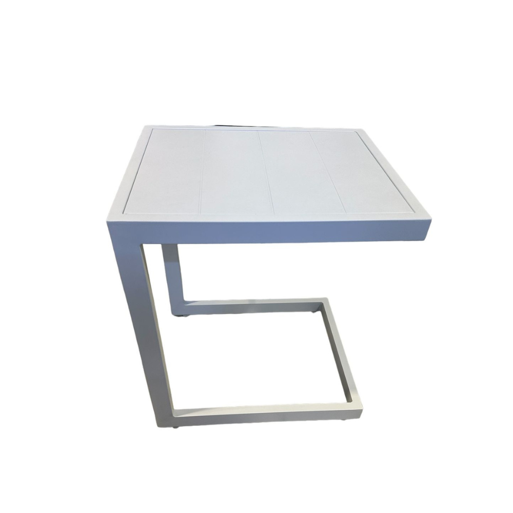 Casa Fiora White Aluminum Outdoor Rectangular Side Table