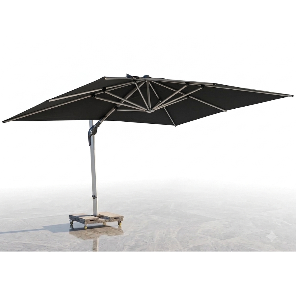 Casa Fiora 3x4m Cantilever Grey Umbrella with Wheel Marble Base