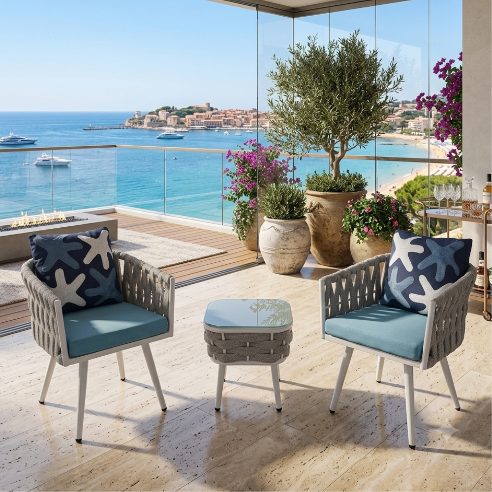 Casa Fiora Outdoor Handmade Rope Balcony Set