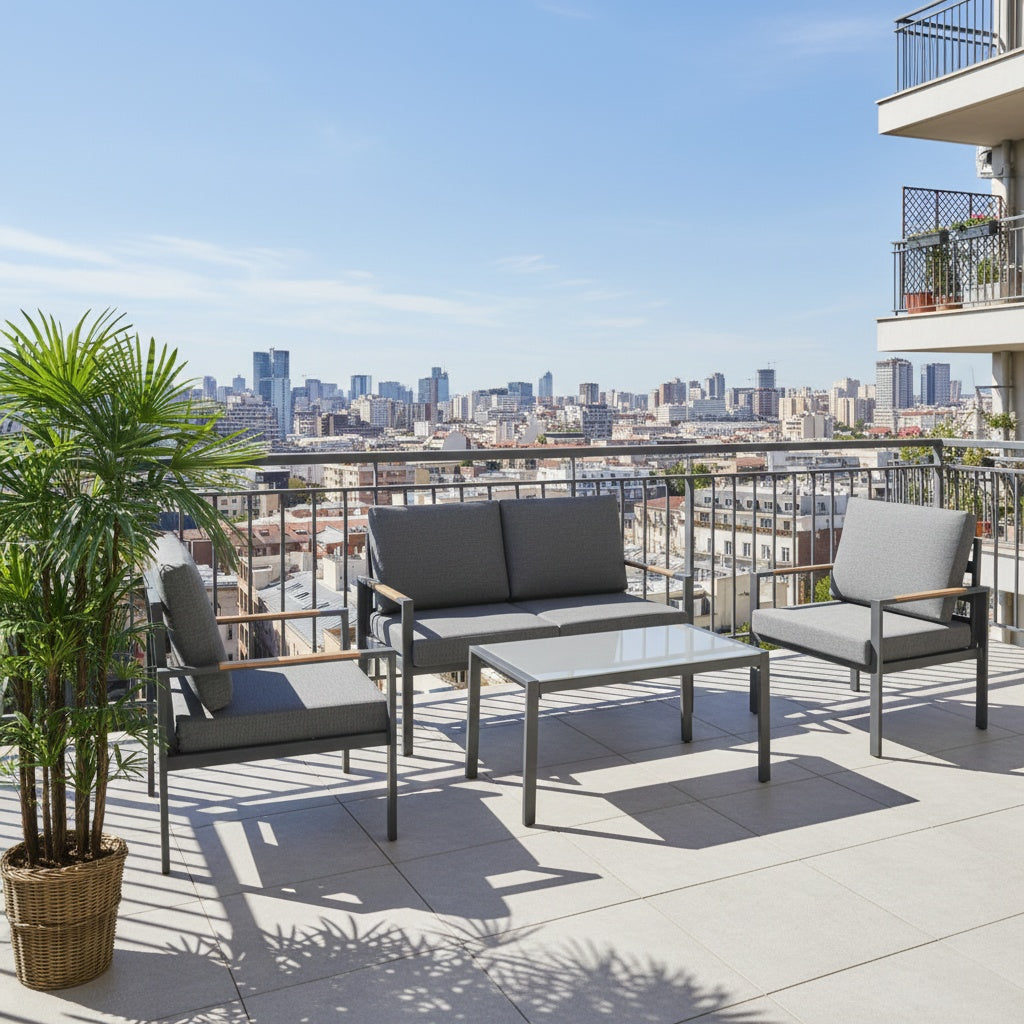 CasaFiora  Aluminum 4 Seater Outdoor Lounge Sofa Set