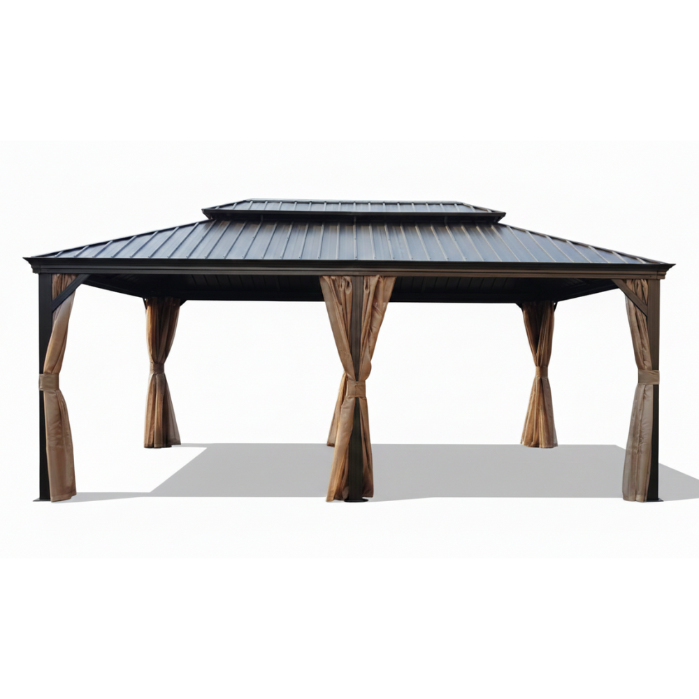 Gazebo with a Aluminum roof and Aluminum frame on a white background