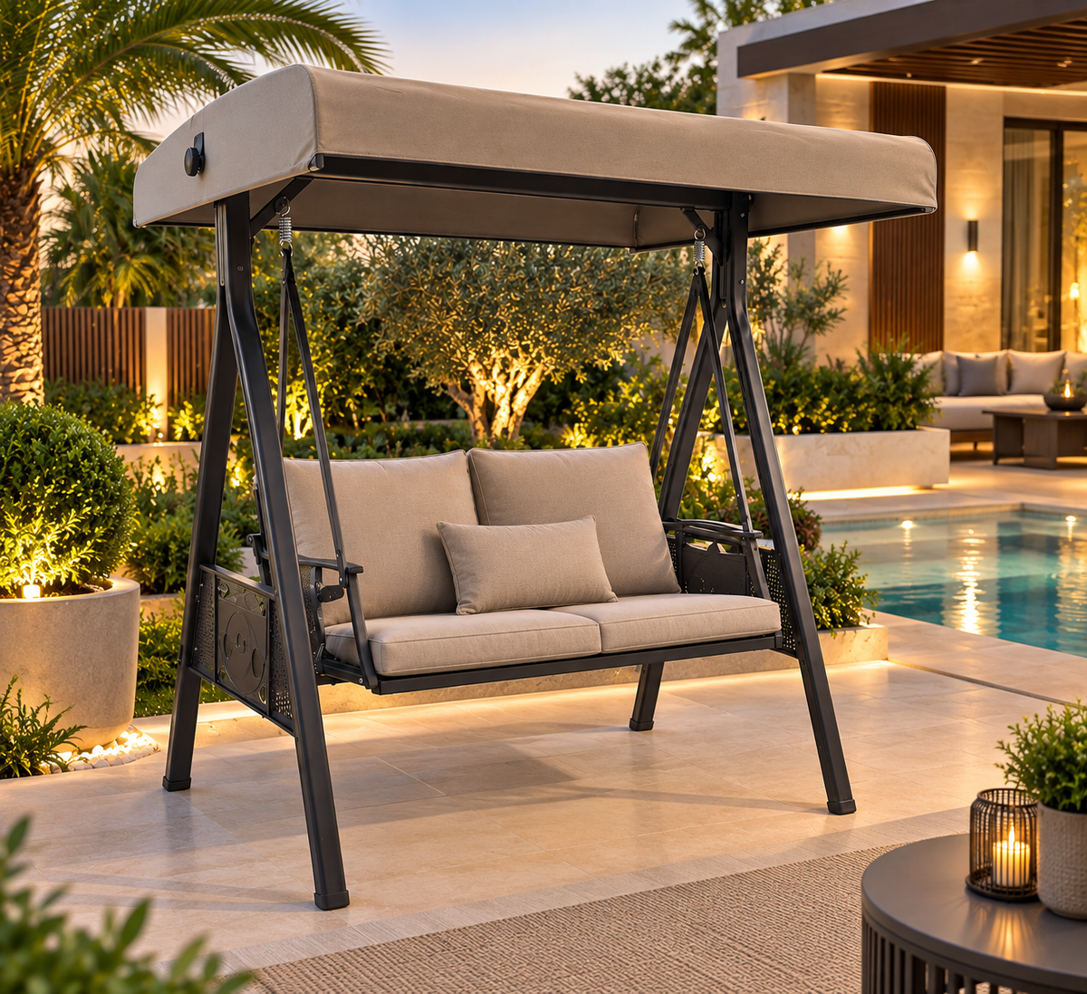 2-Seater Outdoor Swing with Cushion