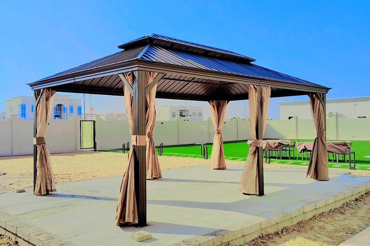 CasaFiora Double Roof Aluminum 6x3.65m Gazebo For Outdoor