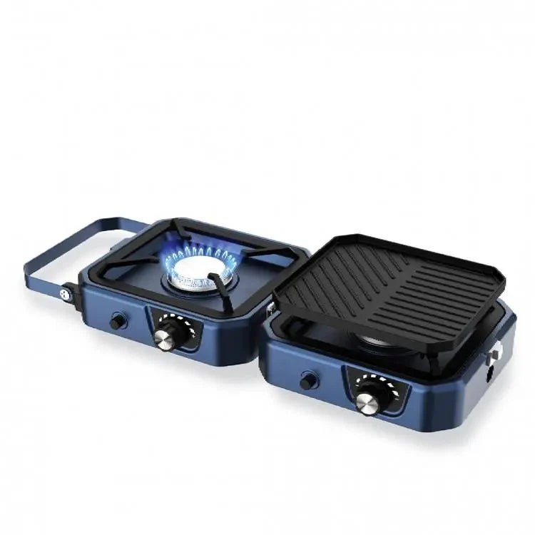 portable Foldable Camping Gas Stove with Grill Two Adjustable Burners 16000 BTU
