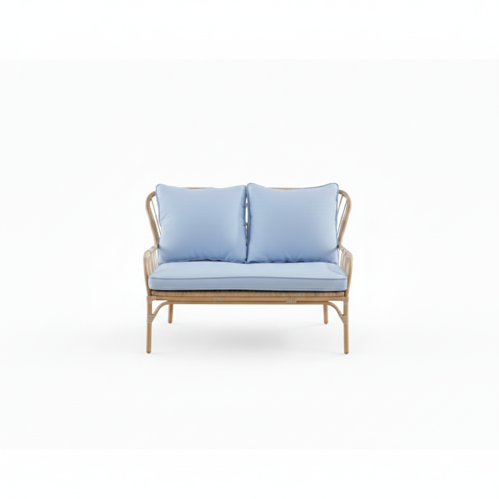 Casa Fiora 4 Seater Aluminium Wood Paint Lounge Set With Blue Cushion