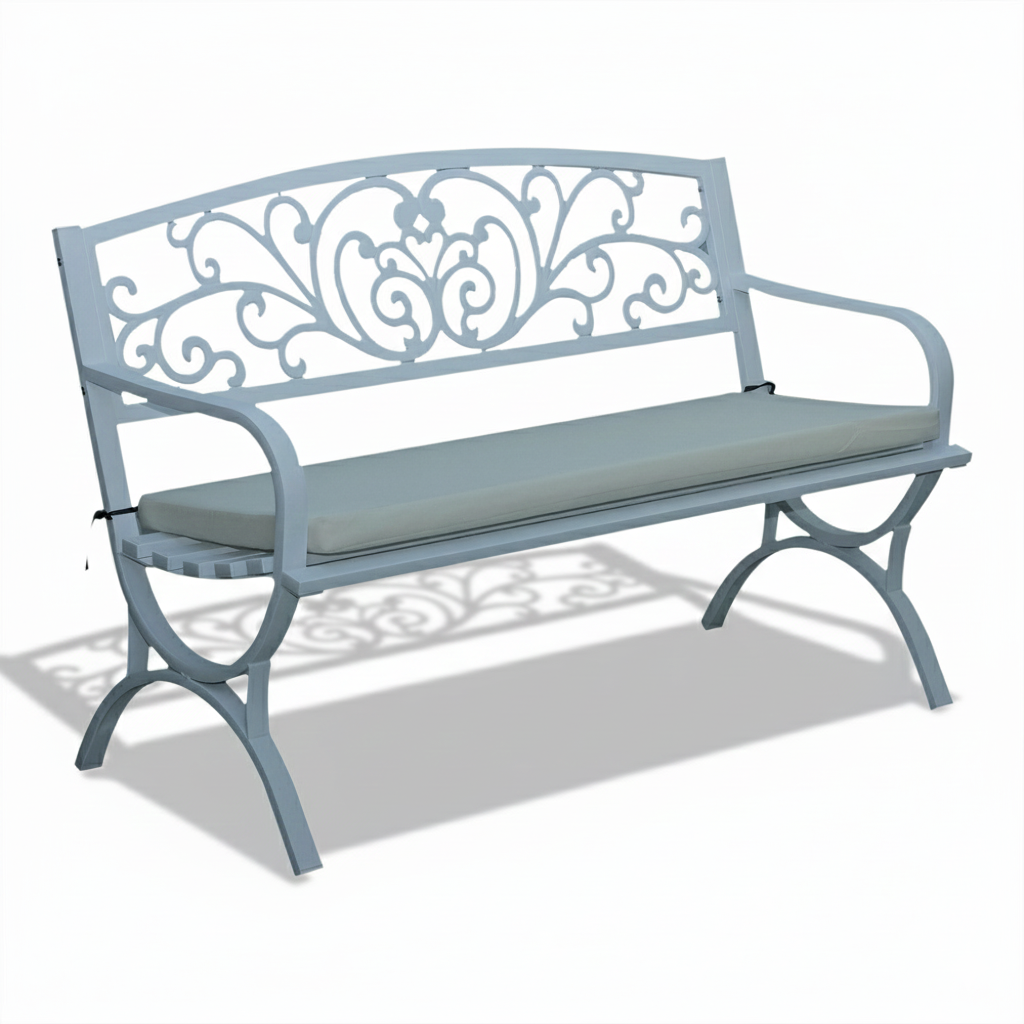 Casa Fiora White Steel Bench