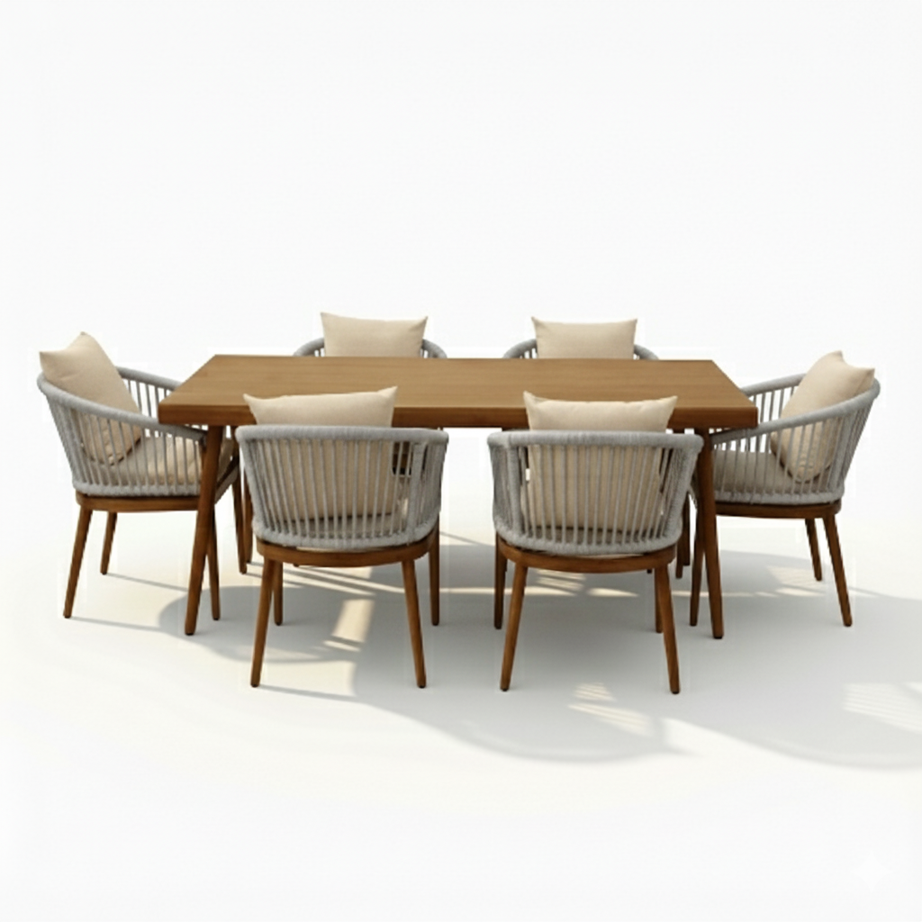 Aluminium Frame 6-Seater Outdoor Dining Set