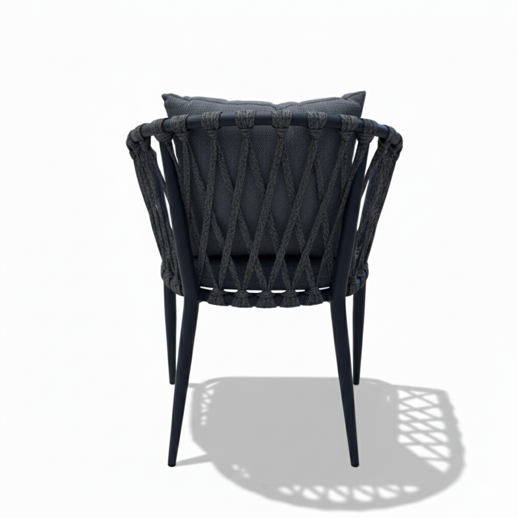Casa Fiora Modern Outdoor Rope Armchair – Aluminum Frame &amp; Weatherproof Cushions