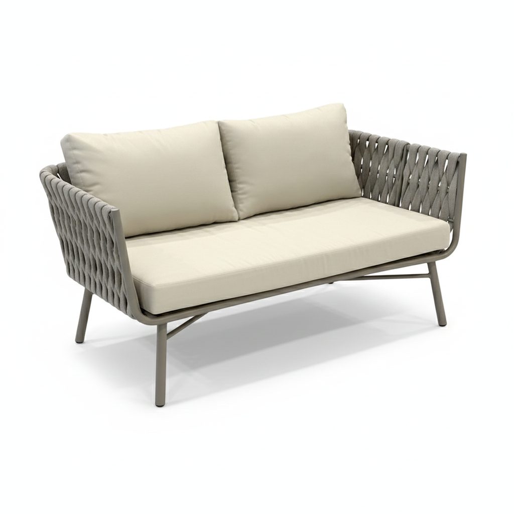 CasaFiora 2-Seater Sofa – Woven Rope Design with Durable Aluminum Frame