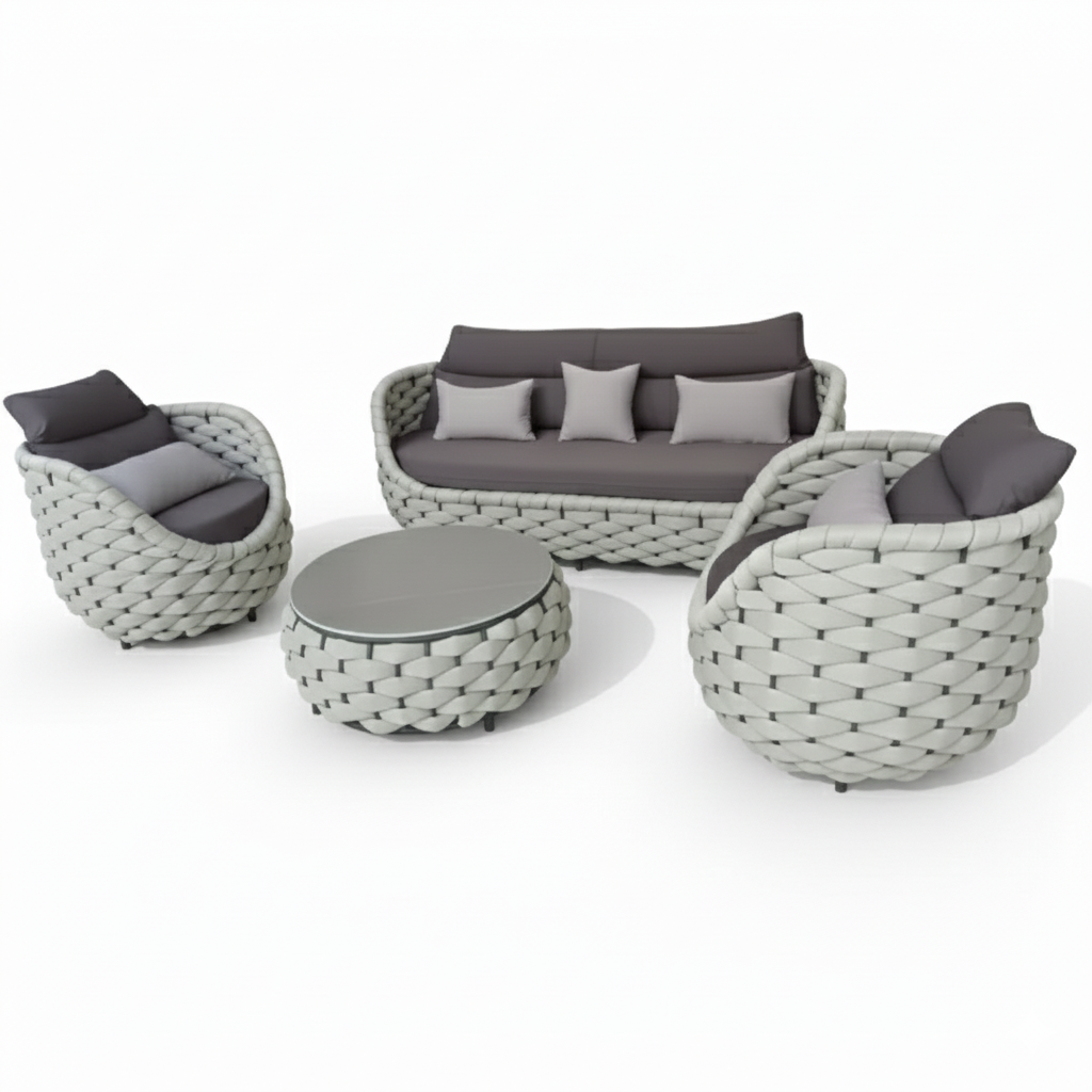 5-Seater Graden Outdoor Sofa Set with Table by Casa Fiora | 3+1+1+Table