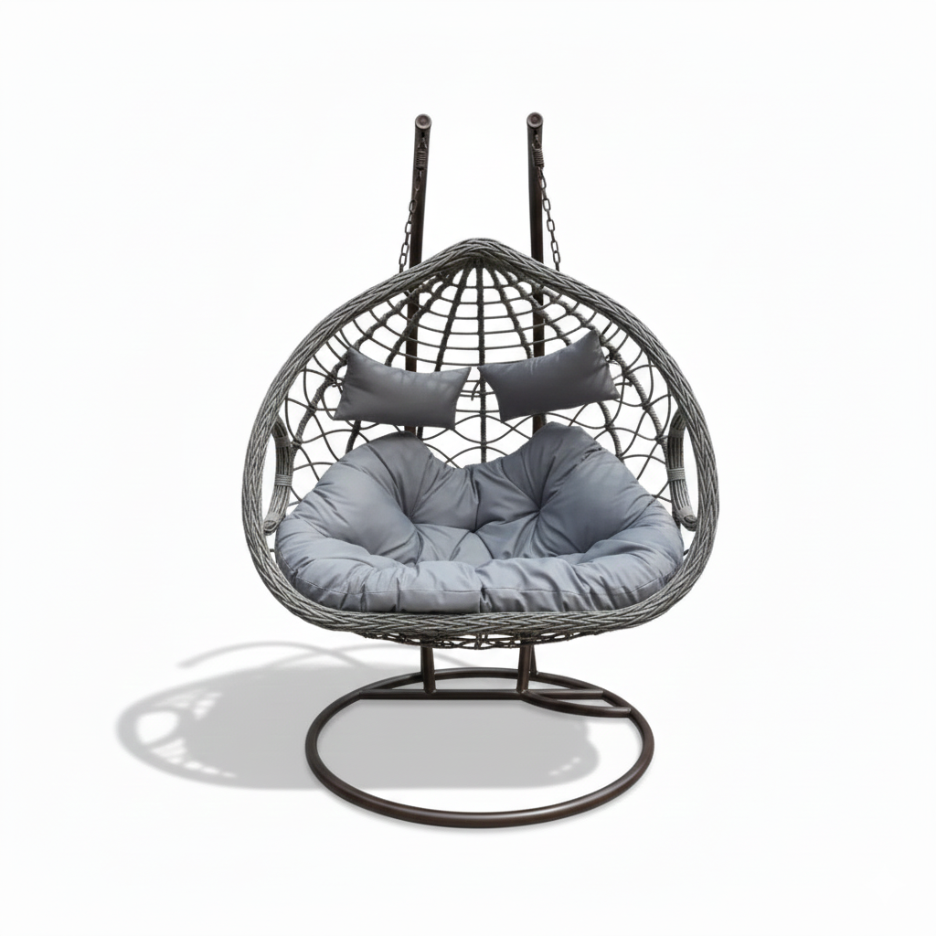 CasaFiora Modern Duo Swing for Patio & Garden-Grey