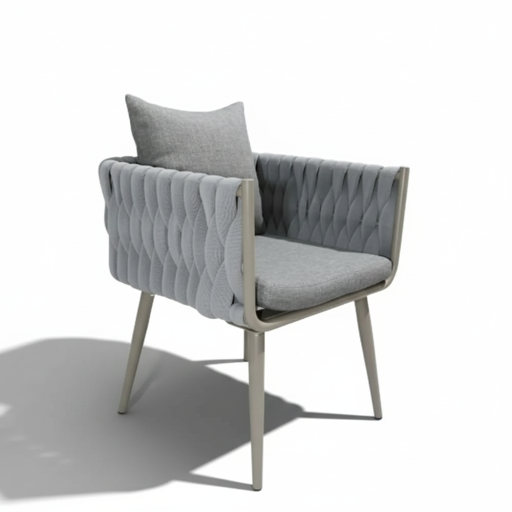 CasaFiora Luxury Aluminum & WPC 6-Seater Outdoor Dining Set with Cushioned Chairs