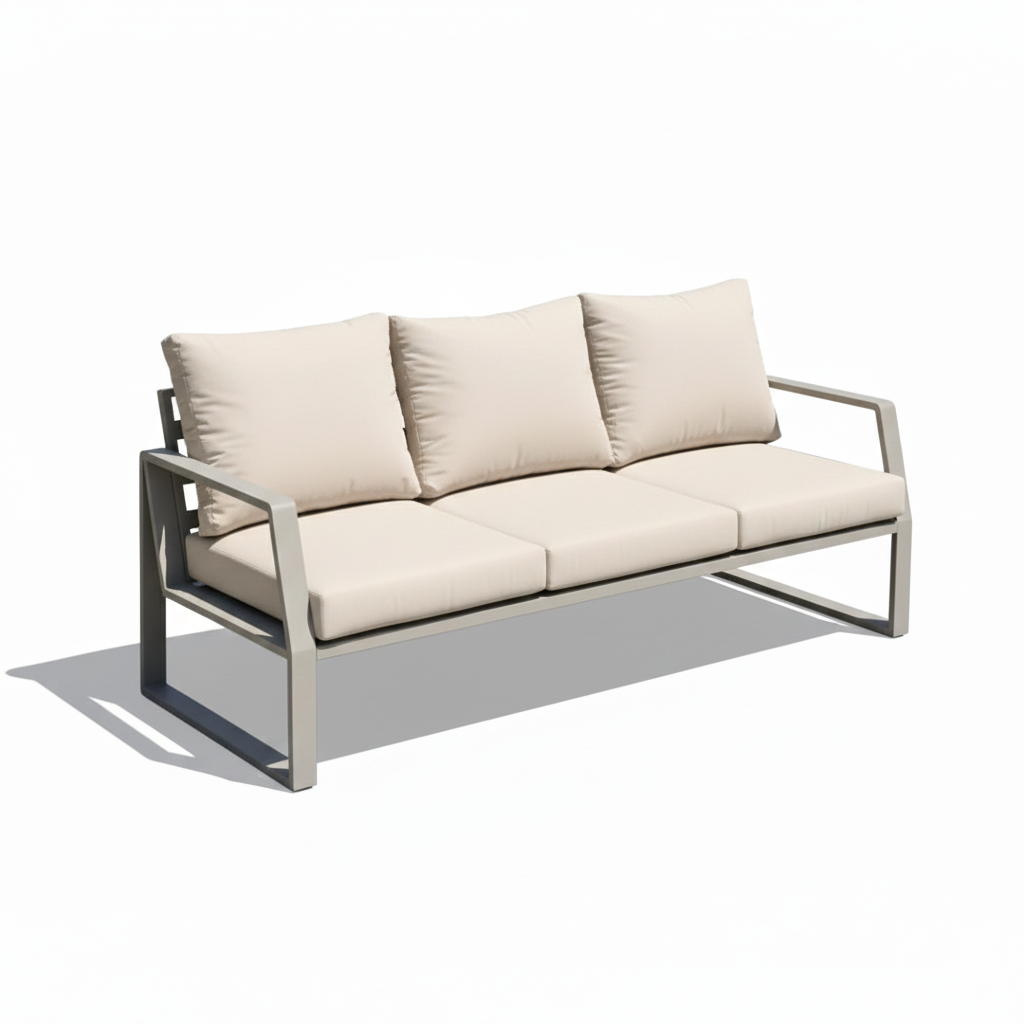 Casa Fiora Outdoor Elegance – 7-Seater Aluminum Garden Sofa in Khaki