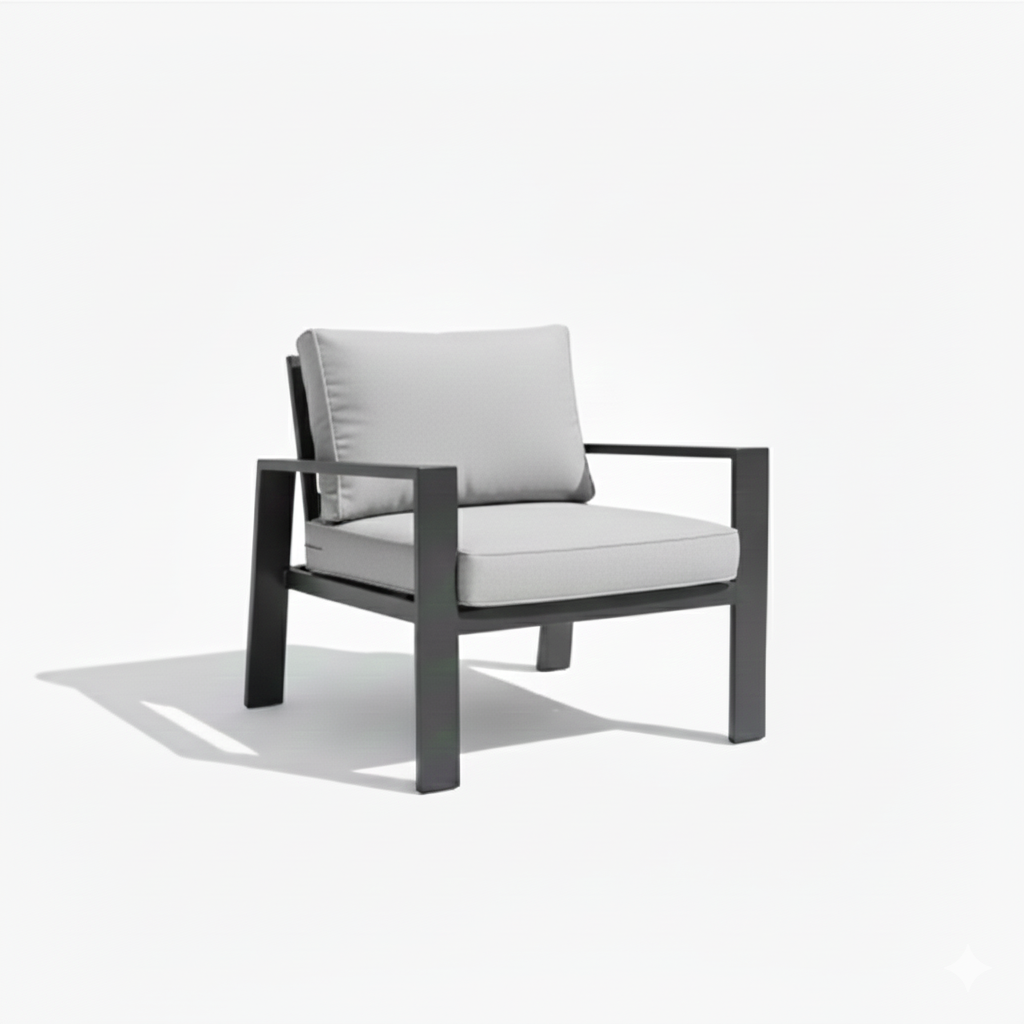 Casa Fiora Modern L-Shape Outdoor Sofa Set – Aluminum Frame with Weather-Resistant Cushions &amp; Slatted Dining Table