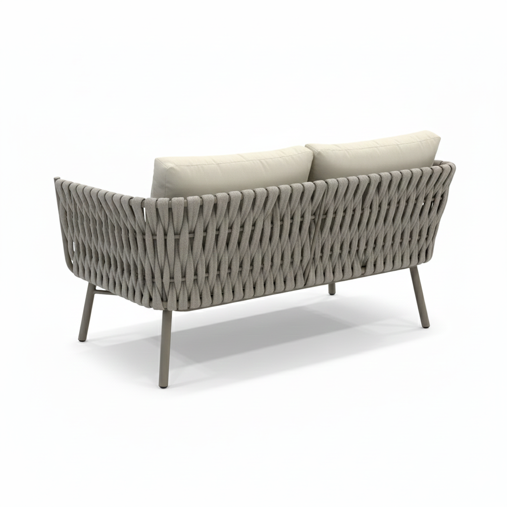 CasaFiora 2-Seater Sofa – Woven Rope Design with Durable Aluminum Frame