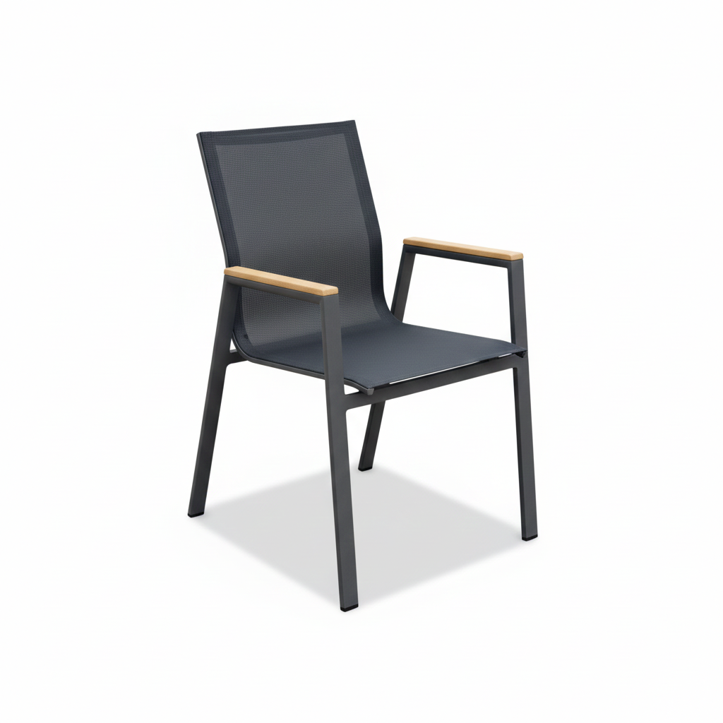 Casa Fiora Outdoor Dining Table & Chairs Set with Wood-Look Armrests