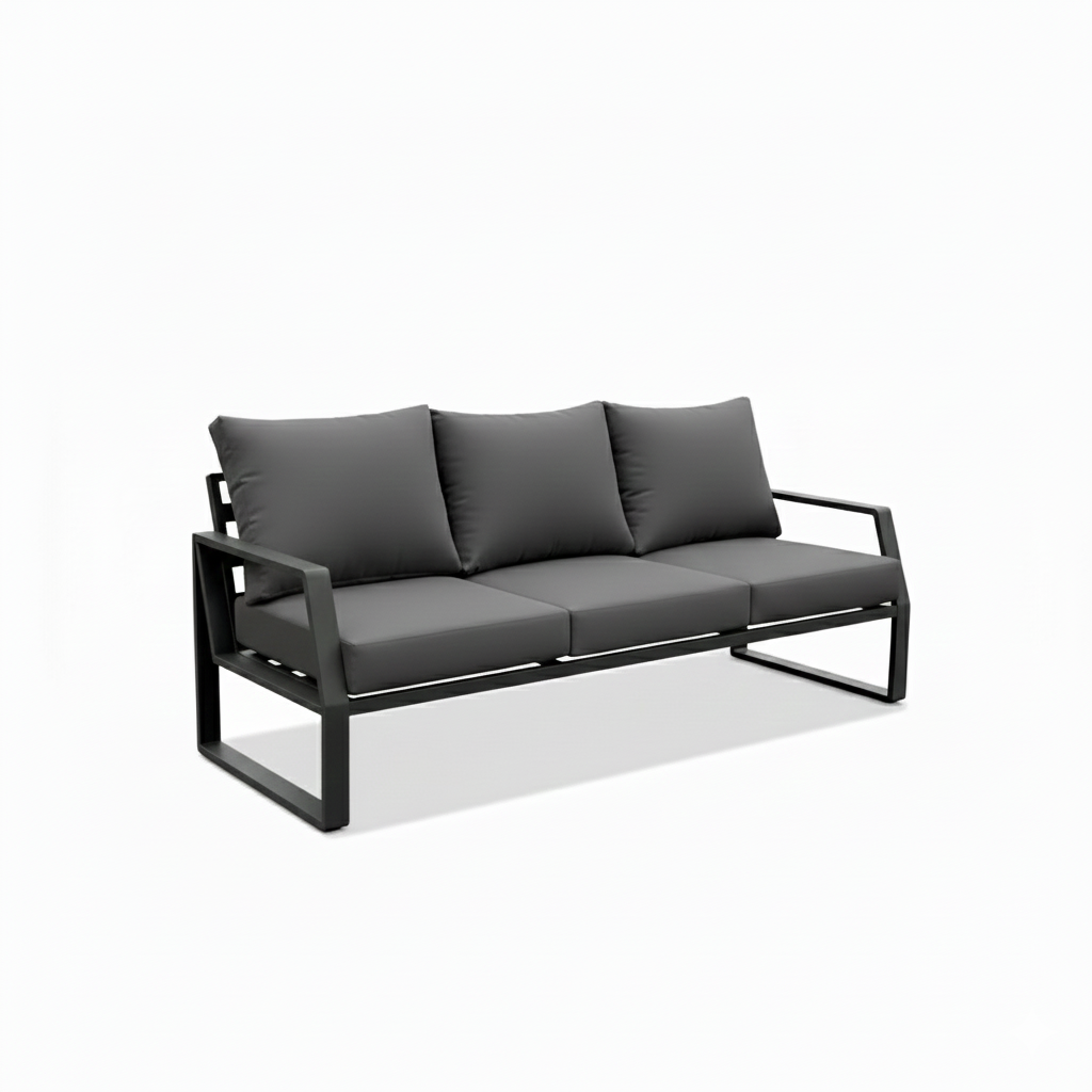 Casa Fiora Luxurious 7-Seater Outdoor Sofa Set with Aluminum Frame & Plush Cushions-Black