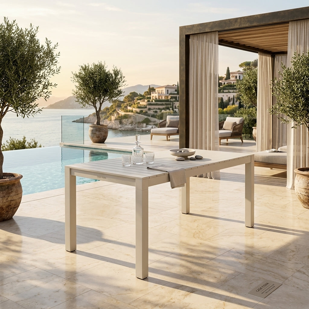 Casa Fiora Outdoor Dining Table – Powder-Coated Aluminum Frame & WPC Slatted Top