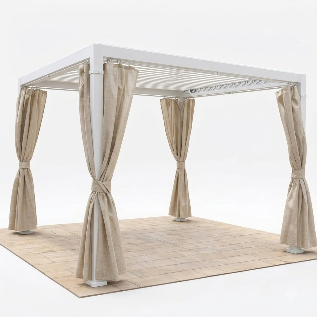 Casa Fiora Aluminum Pergola with Curtains 3x3m(White Color)