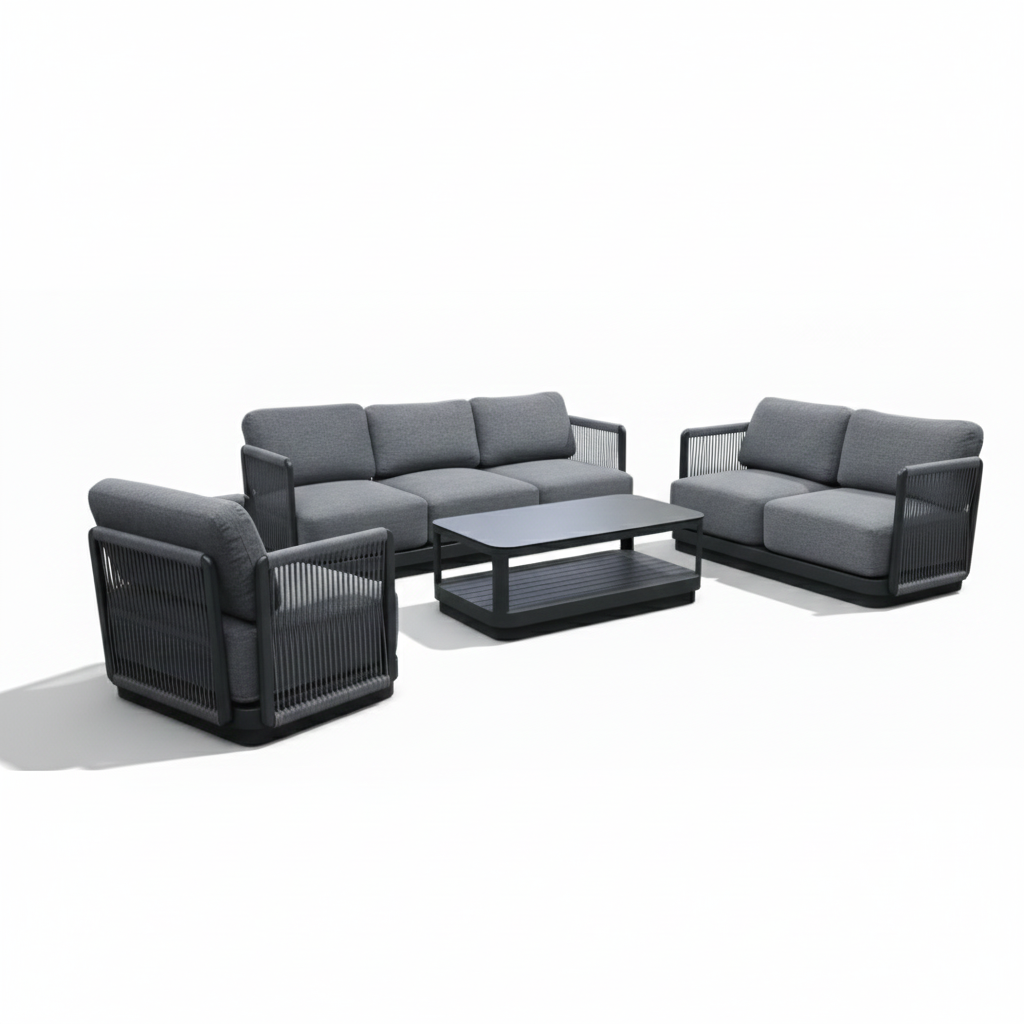 Casa Fiora Outdoor 7-Seater Aluminum Grey Color Rope Lounge Set