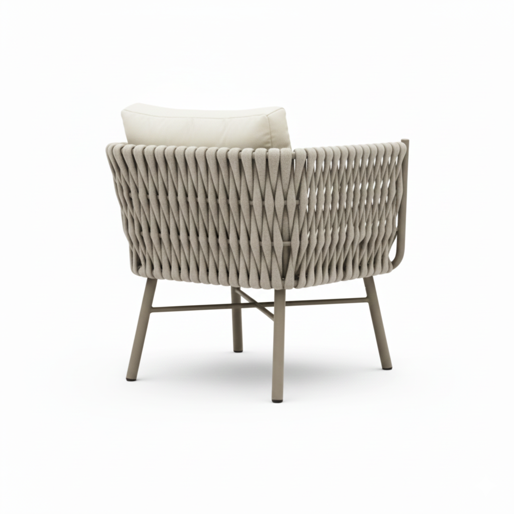 CasaFiora Single Seater Sofa – Woven Rope Design with Durable Aluminum Frame