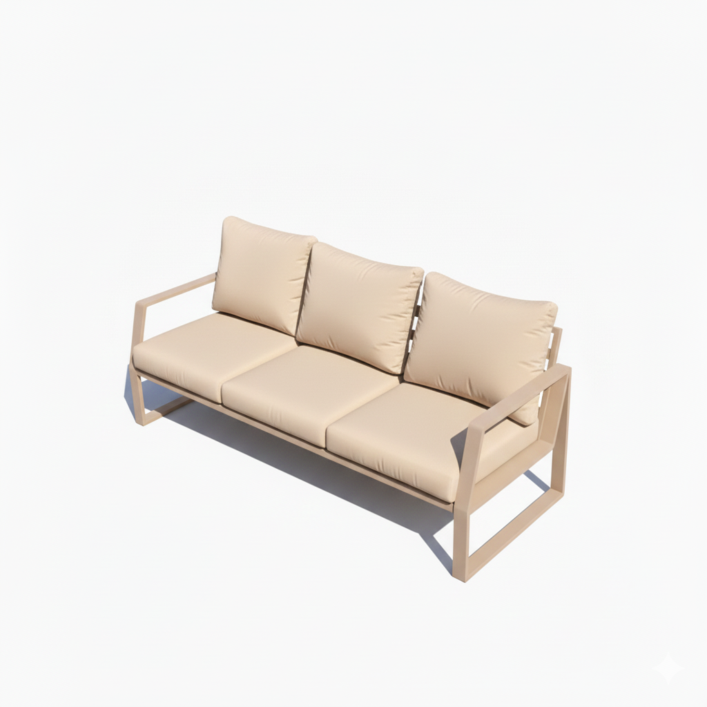 Casa Fiora Outdoor Elegance – 7-Seater Aluminum Garden Sofa - Beige