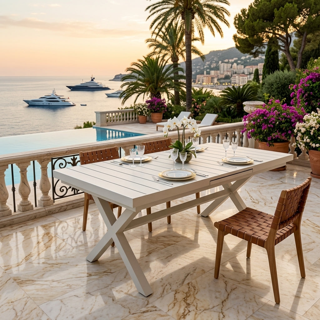 Luxury Extendable Outdoor Dining Table | Aluminum Frame & WPC Top