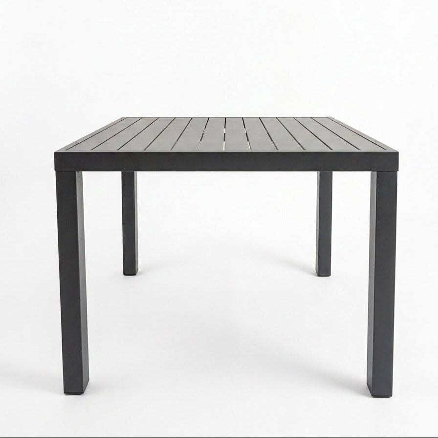 Casa Fiora Modern Outdoor Slatted Aluminum Dining Table-Dark Grey