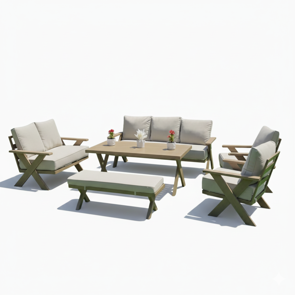 Fiors 9-Seater Outdoor Aluminum Sofa